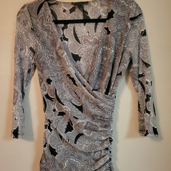 Paisley Wrap Dress with 3/4 Sleeves - Picture 1 of 3